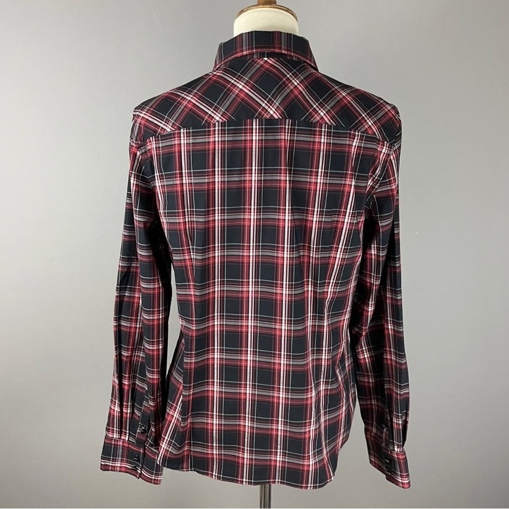 Talbots Ruffled, Plaid Button Down Blouse Size 14 - image 4